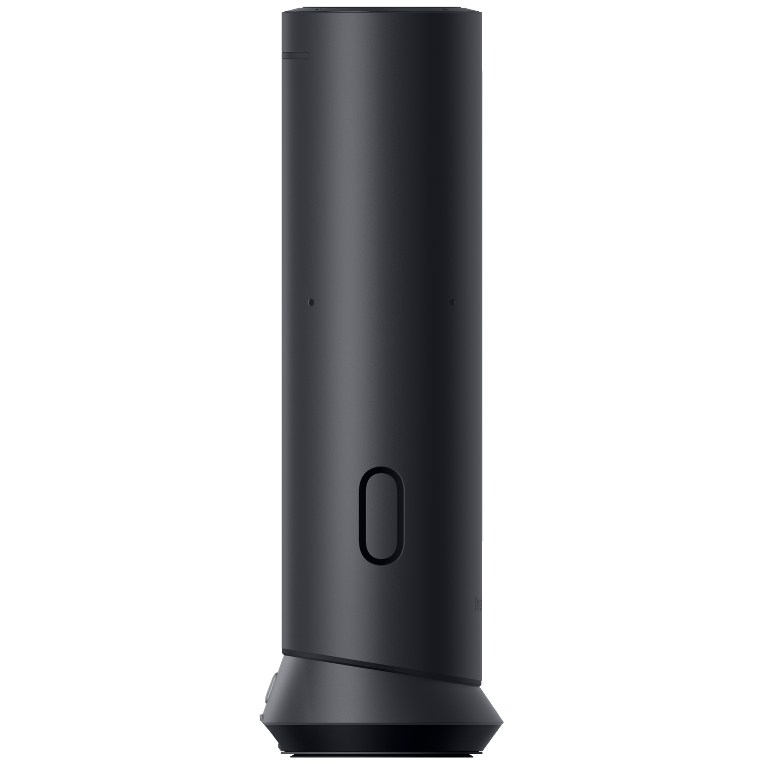 A black, cylindrical wine opener with an oval cutout.