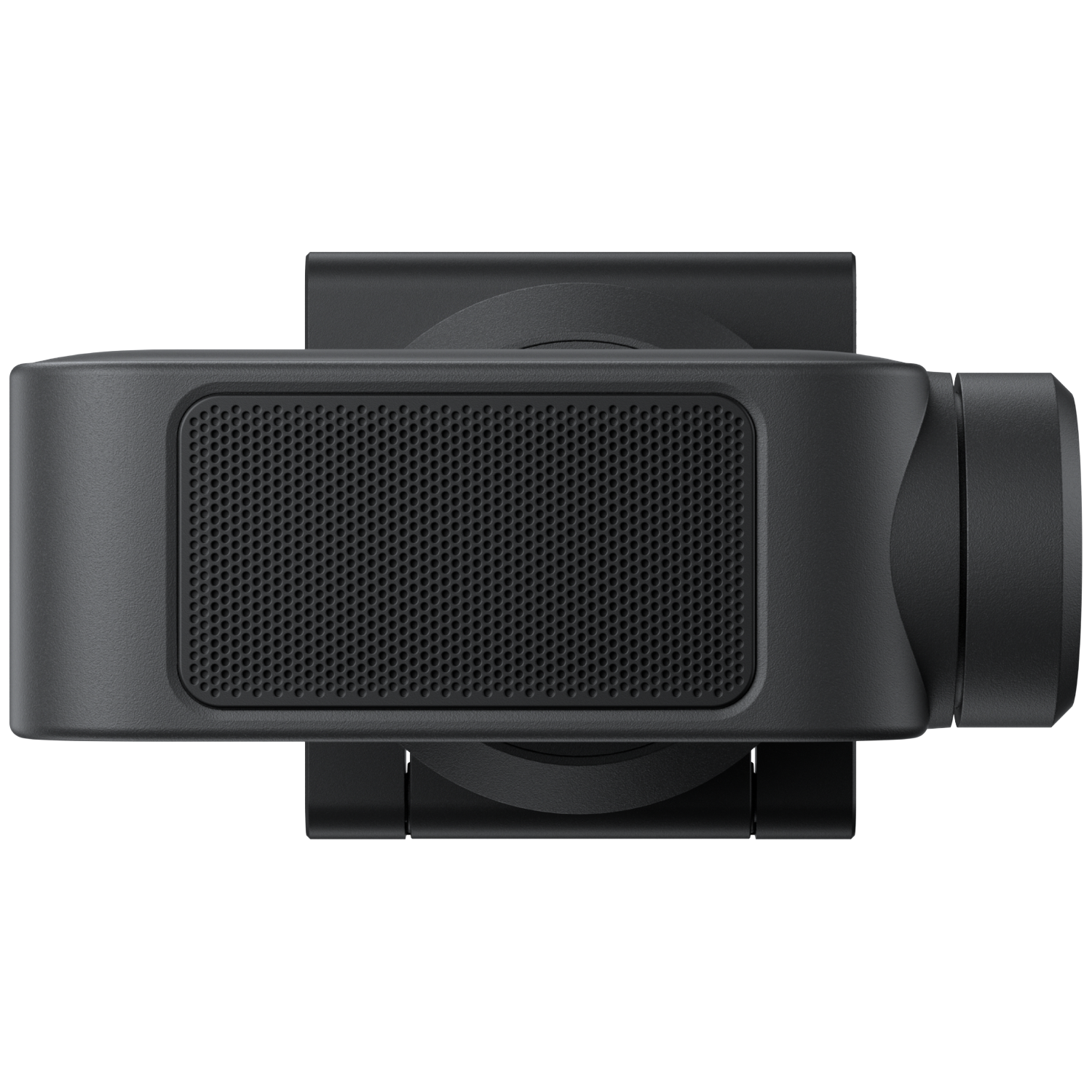 Zwarte gimbal met geperforeerde bovenkant, van bovenaf gezien.