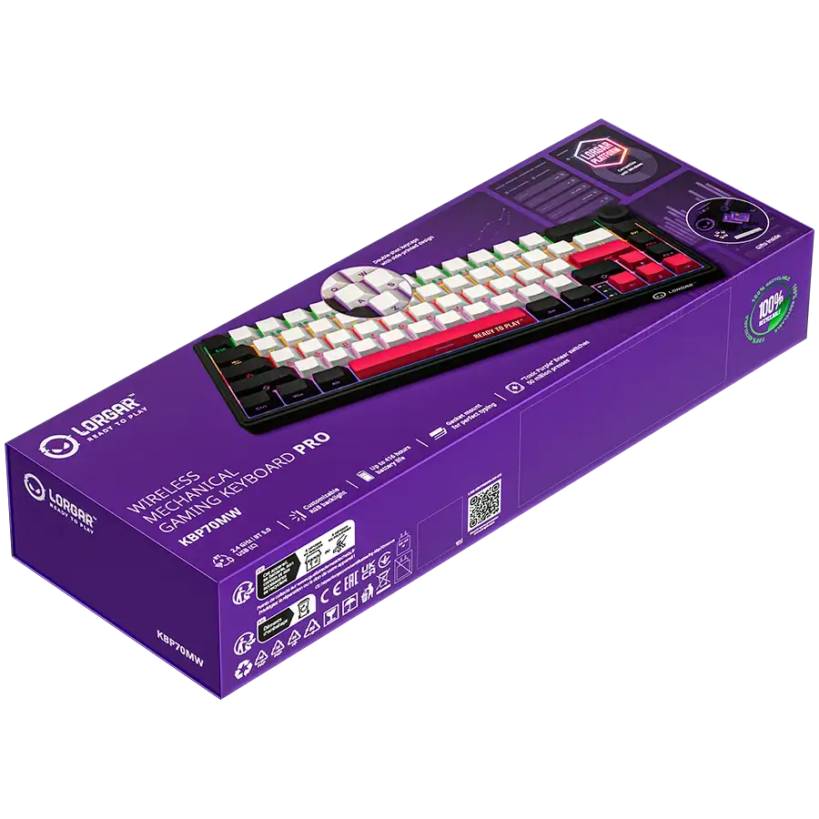 Lorgar Gaming Keyboard PRO KBP70MW csomagolás, billentyűzet látható rajta.