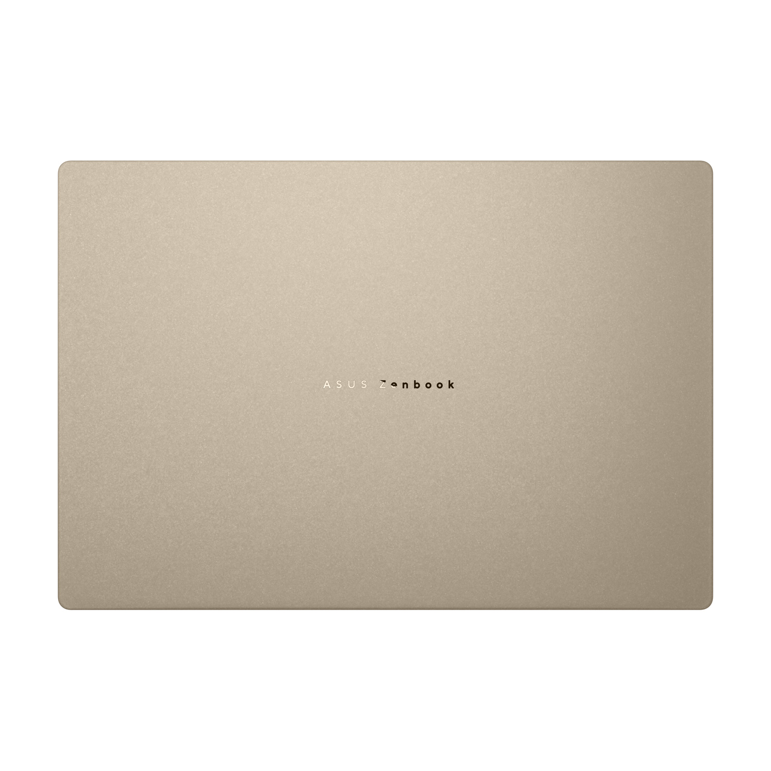 Un laptop Asus Zenbook dorato, visto dall'alto.