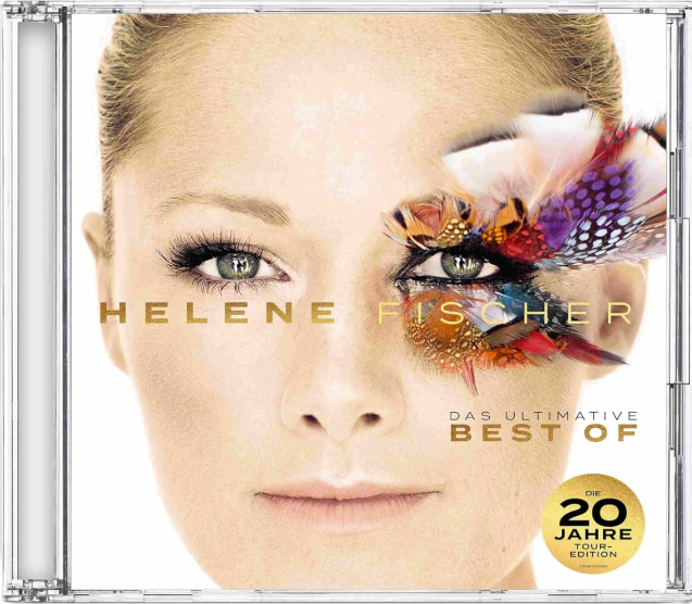 Helene Fischer mit Federschmuck ums Auge. CD-Cover.