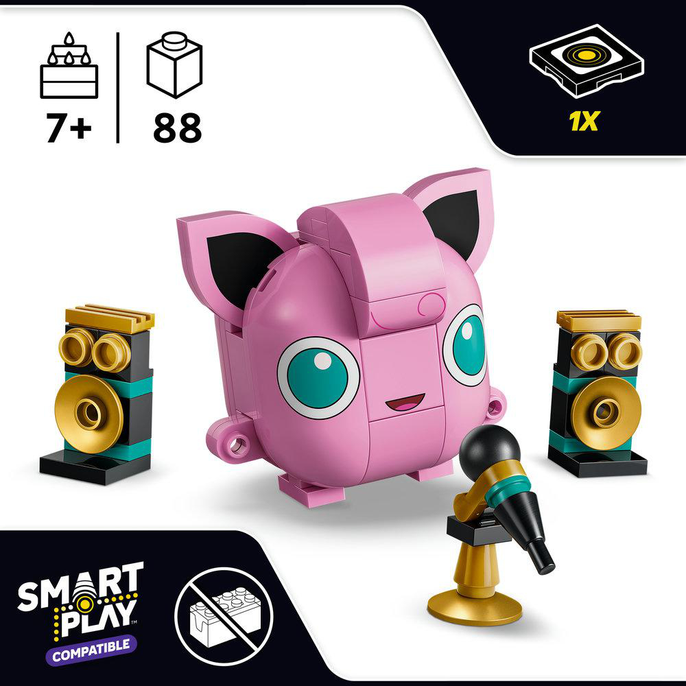 Ein pinker Lego-Charakter mit Mikrofon und Lautsprechern, Alter 7+, 88 Teile.