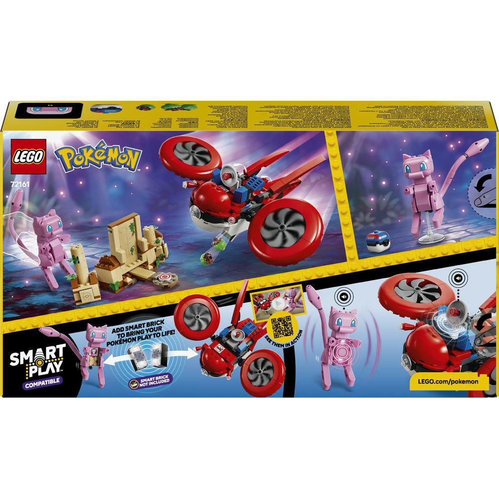 LEGO Pokémon Bausatz 72161 mit Mew, Fahrzeug und Zubehör auf der Verpackung.