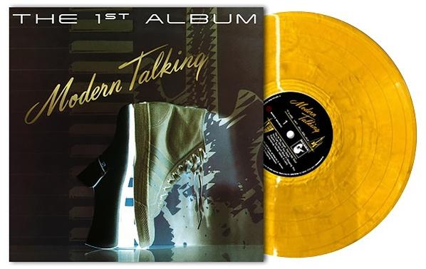 Albumcover mit Schallplatte: Modern Talking, The 1st Album, gelbe Vinyl.