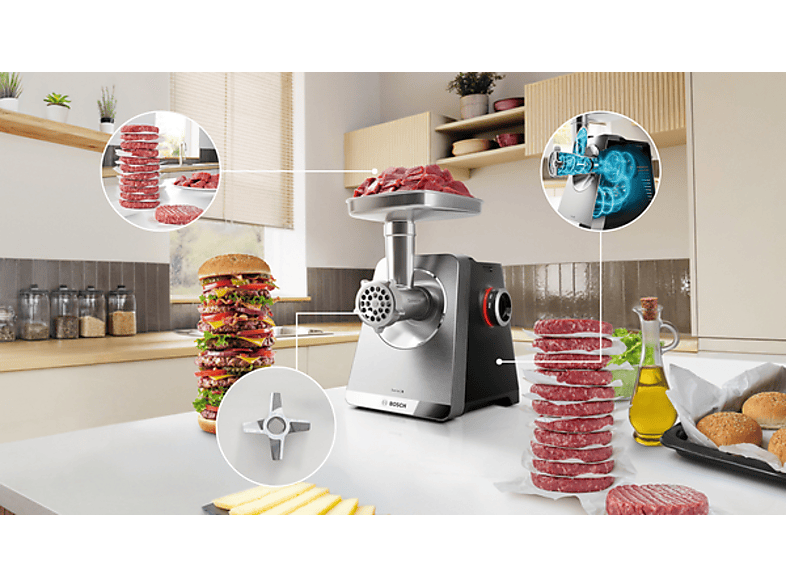 Bosch MFWS820M Serie 8, MultiPower Fleischwolf, 2500 W, Edelstahl — Foto 3 von 5