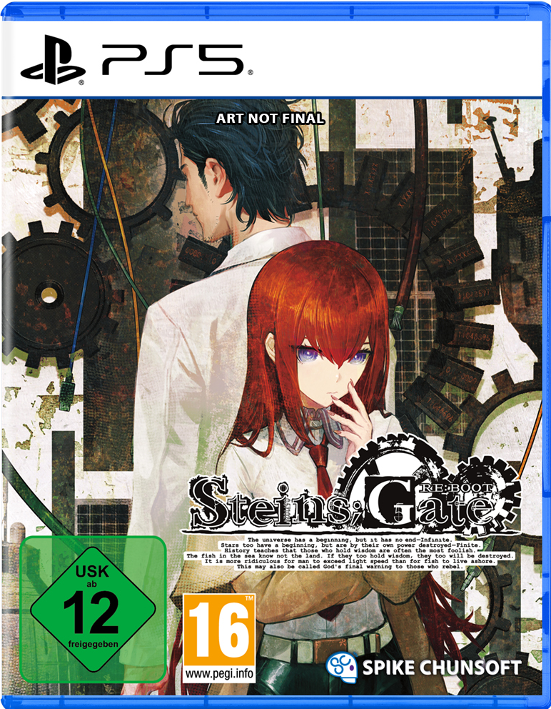 Portada del juego PS5 con personajes masculino y femenino delante de engranajes y texto.
