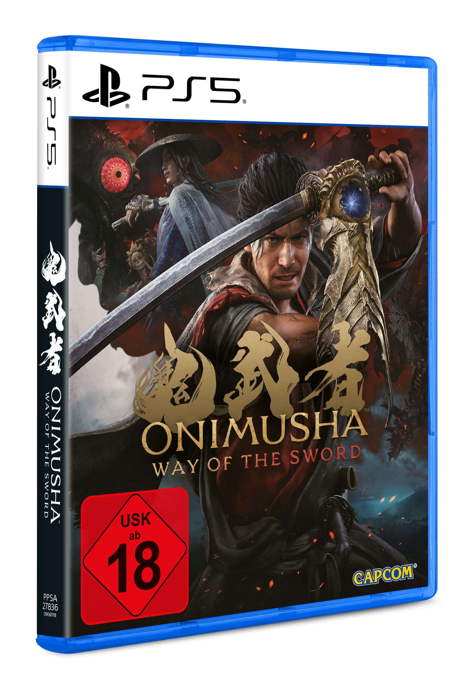 PS5 Spielcover: Mann mit Schwert, Monster & japanische Schriftzeichen.