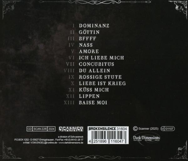 Rückseite eines Albumcovers mit Titelliste und Informationen.