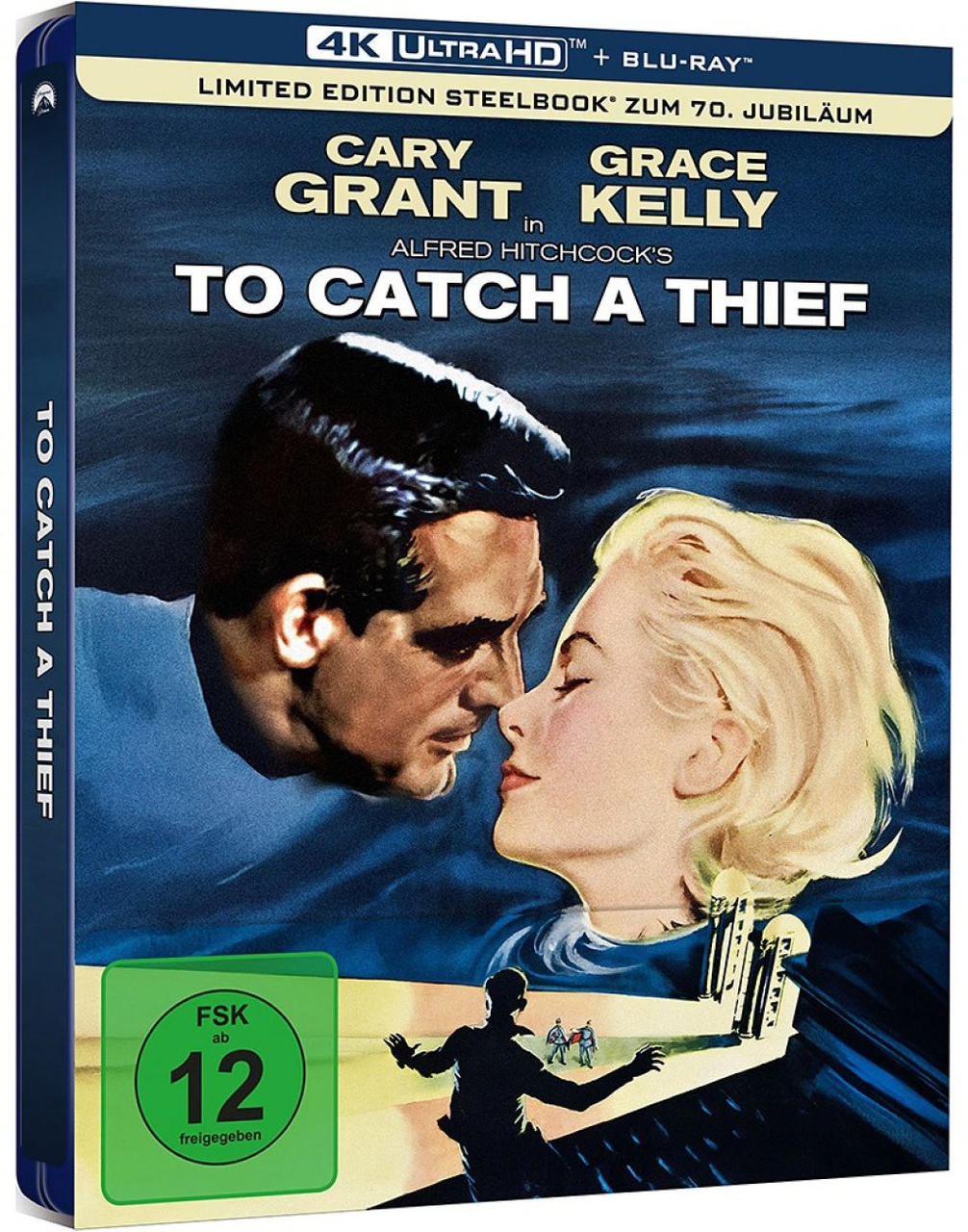 Filmcover von Alfred Hitchcocks "To Catch a Thief" mit Cary Grant und Grace Kelly.