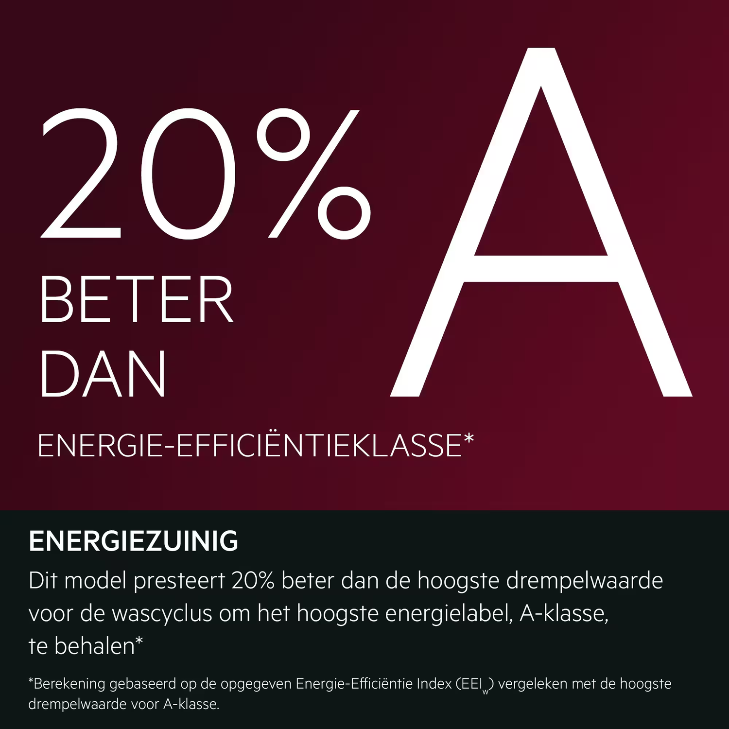 20% A BETER DAN ENERGIE-EFFICIËNTIEKLASSE* Energiezuinig