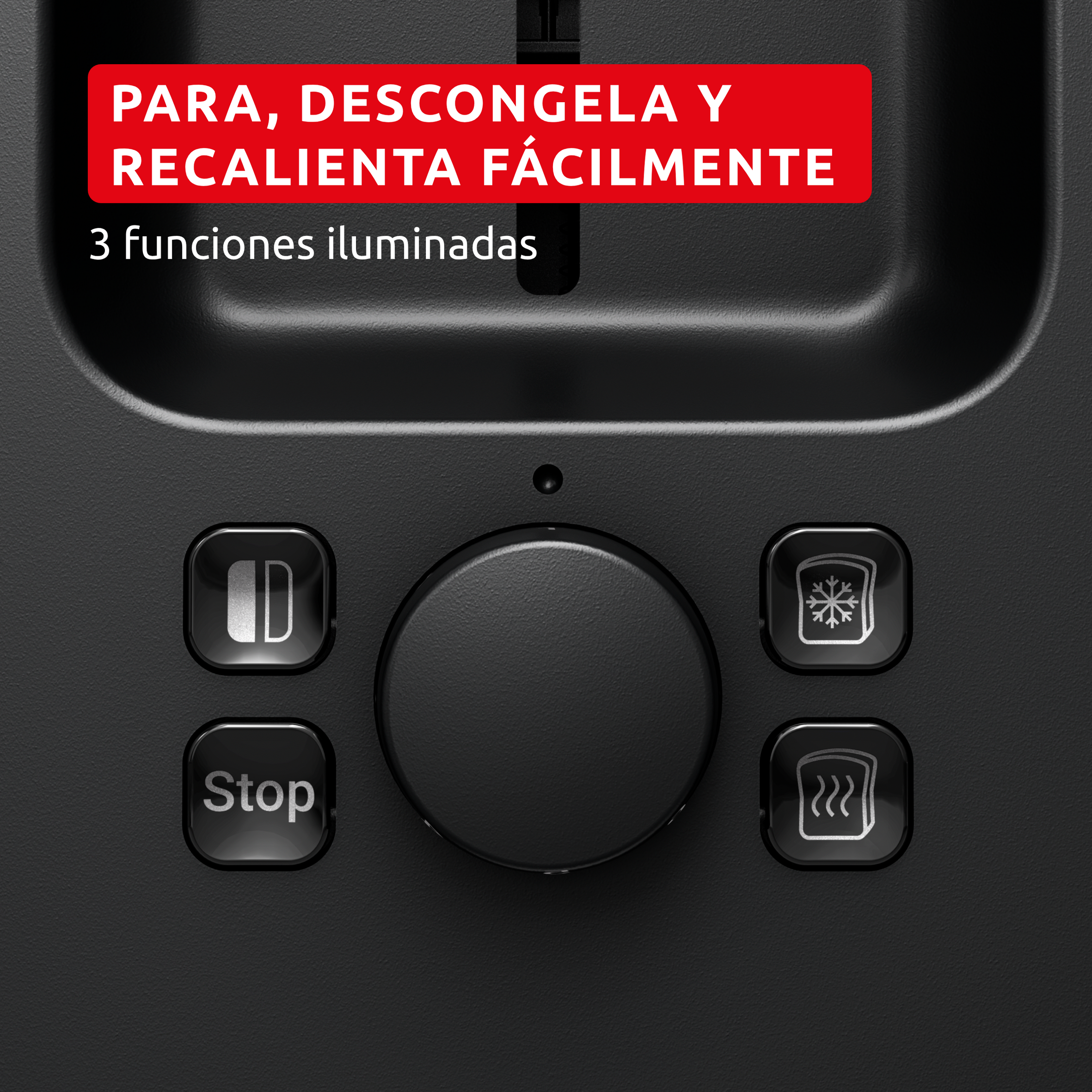 Para, descongela y recalienta facilmente. 3 funciones iluminadas.