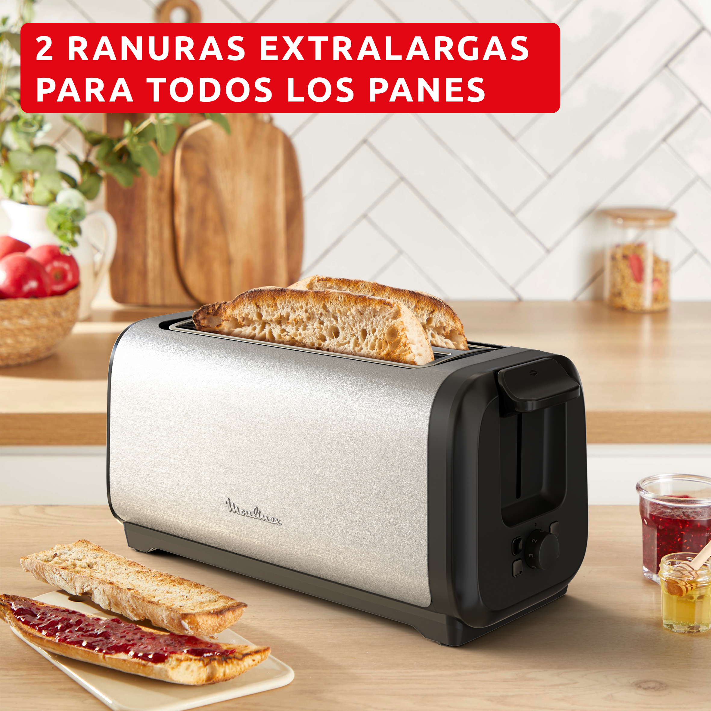 Dos ranuras extra largas para todo tipo de panes.