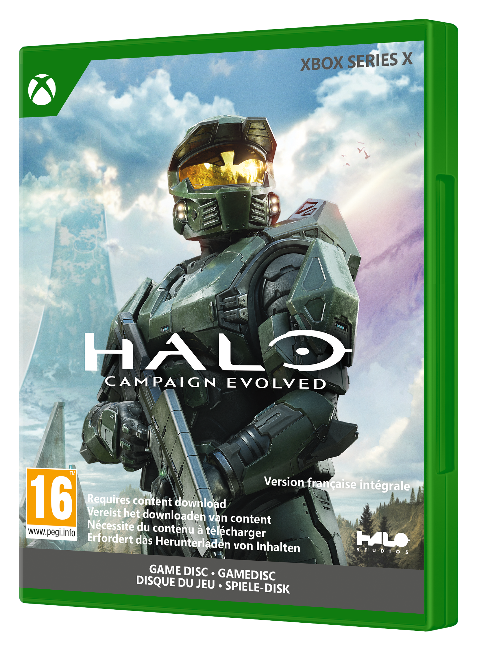 Halo Master Chief Rüstung vor Himmelkulisse, Xbox Series X Hülle.