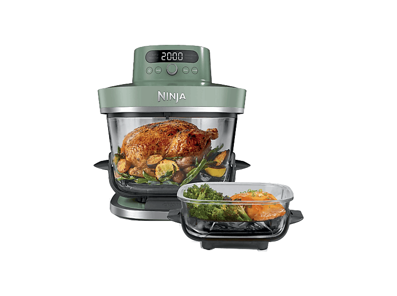Freidora de aire - Ninja CRISPi PRO, 5.7 l, 2050 W, 230 °C, 7 Programas, 2 Recipientes Vídrio: 5..7L y 2.3L, sin PFAS, Verde