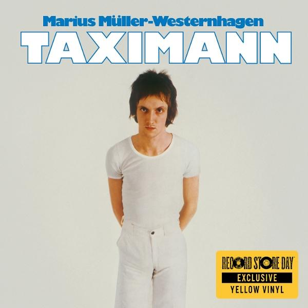 Mann in weißem T-Shirt und Hose, Albumtitel TAXIMANN