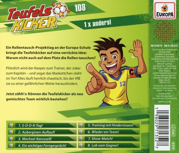 Ein Fußballer mit gelbem Trikot und Nummer 12 winkt. Der Titel lautet Teufelskicker.