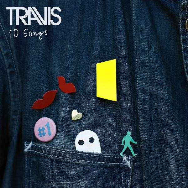 Eine Jeansjacke mit Aufklebern: Lippen, Herz, #1, Geist, Mann und gelbes Rechteck.