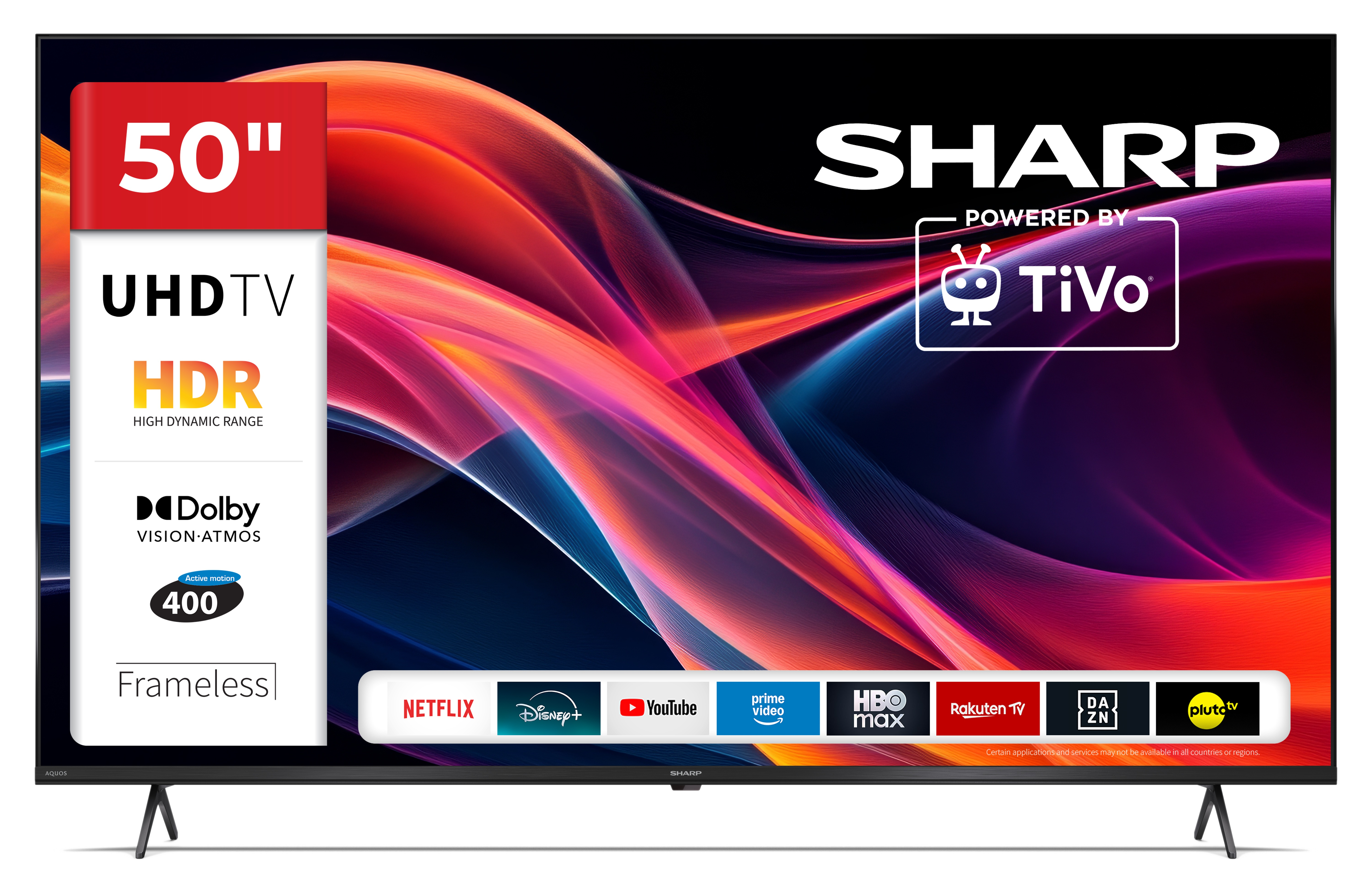 Telewizor Sharp UHD 50 cali z HDR, Dolby Vision/Atmos, TiVo i aplikacjami.
