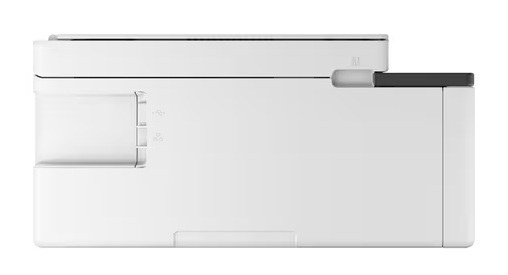 Biały wierzch drukarki wielofunkcyjnej z portami USB i uchwytem.