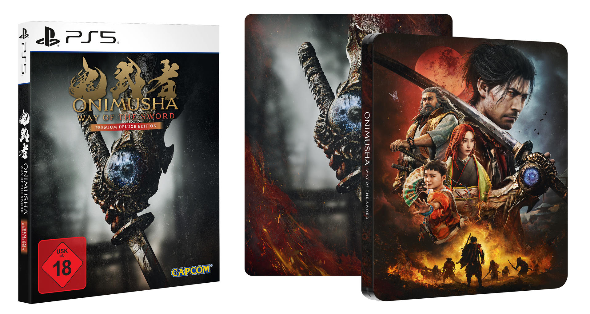 PS5 Spielcover und Steelbook für Onimusha: Way of the Sword.