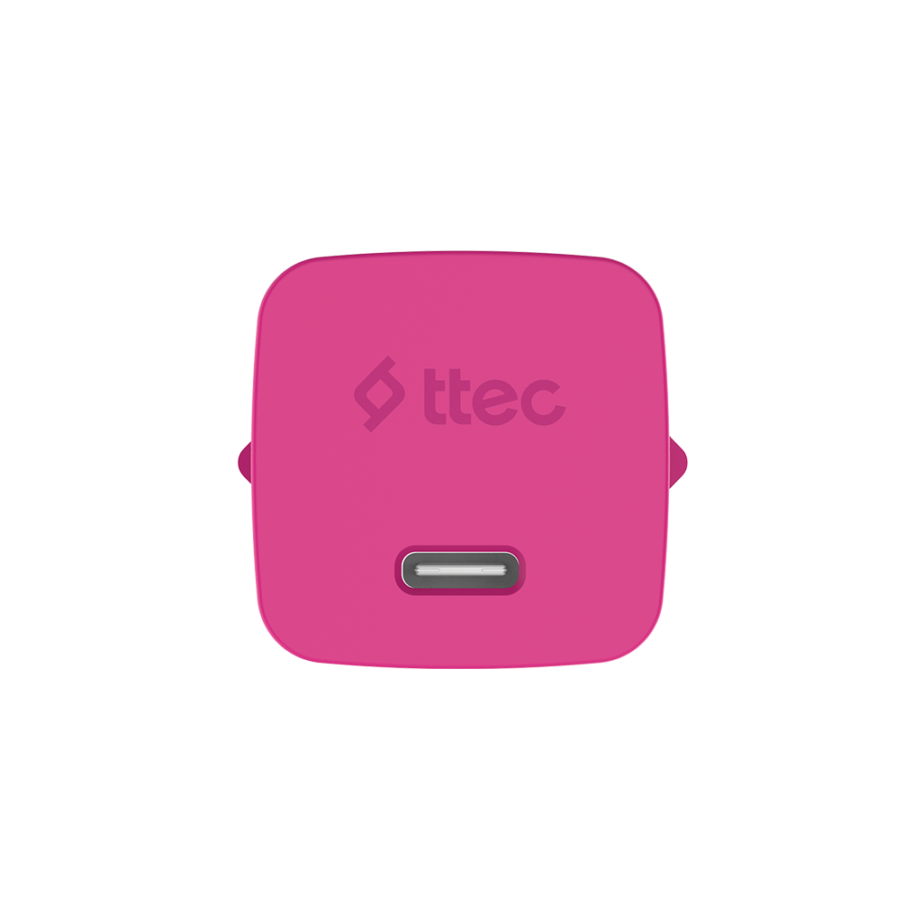 Ttec logolu küçük, pembe bir USB-C adaptörü.