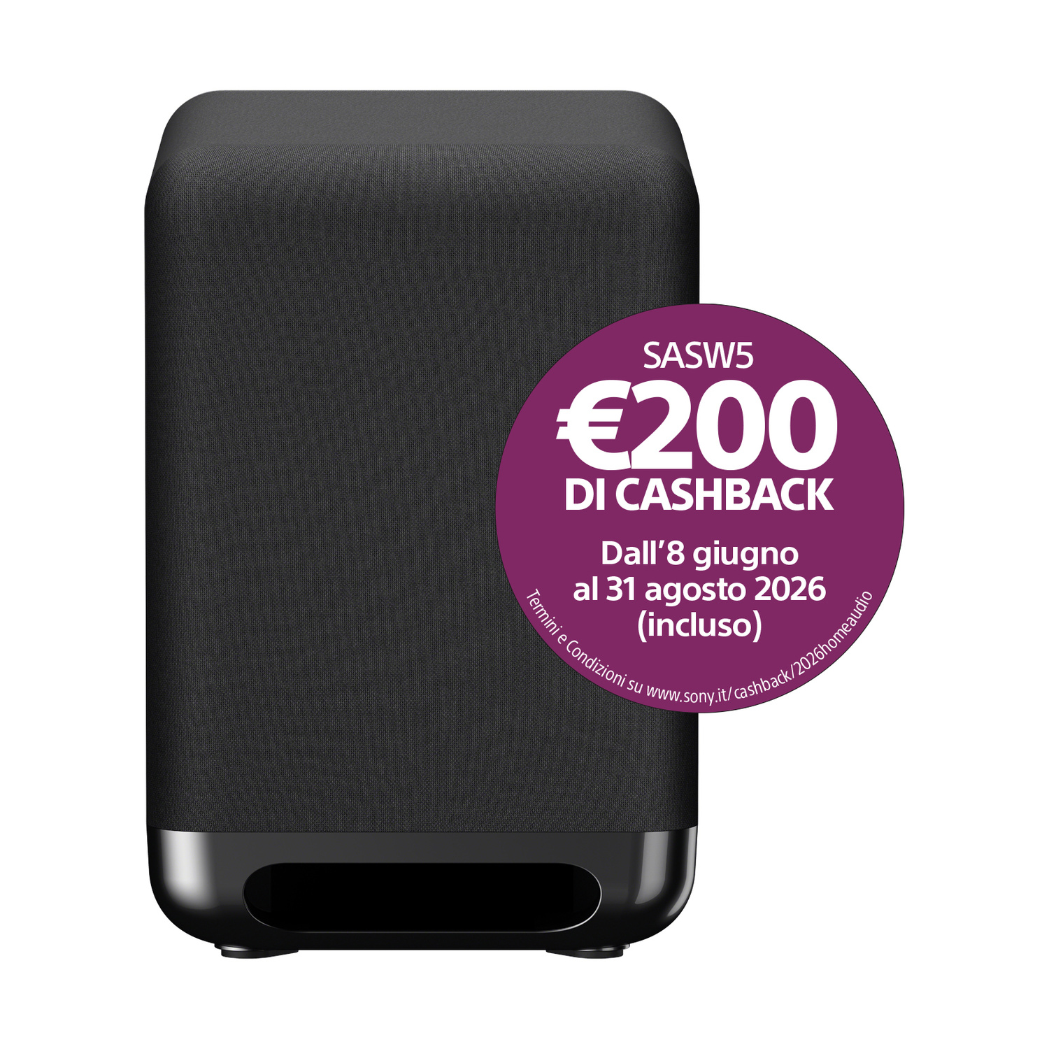 Altoparlante nero con offerta cashback di €200
