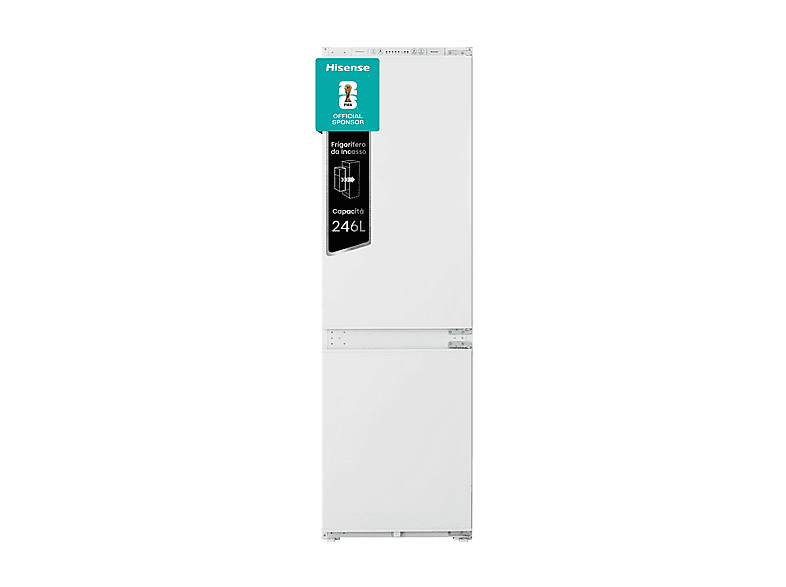 FRIGORIFERO DA INCASSO HISENSE RB3B240NEWE, Capacità netta totale 246 l, Rumorosità: 38 dB(A), 3 ripiani, Dimensioni: L 54 cm A 177,2 P cm, Bianco, Classe E