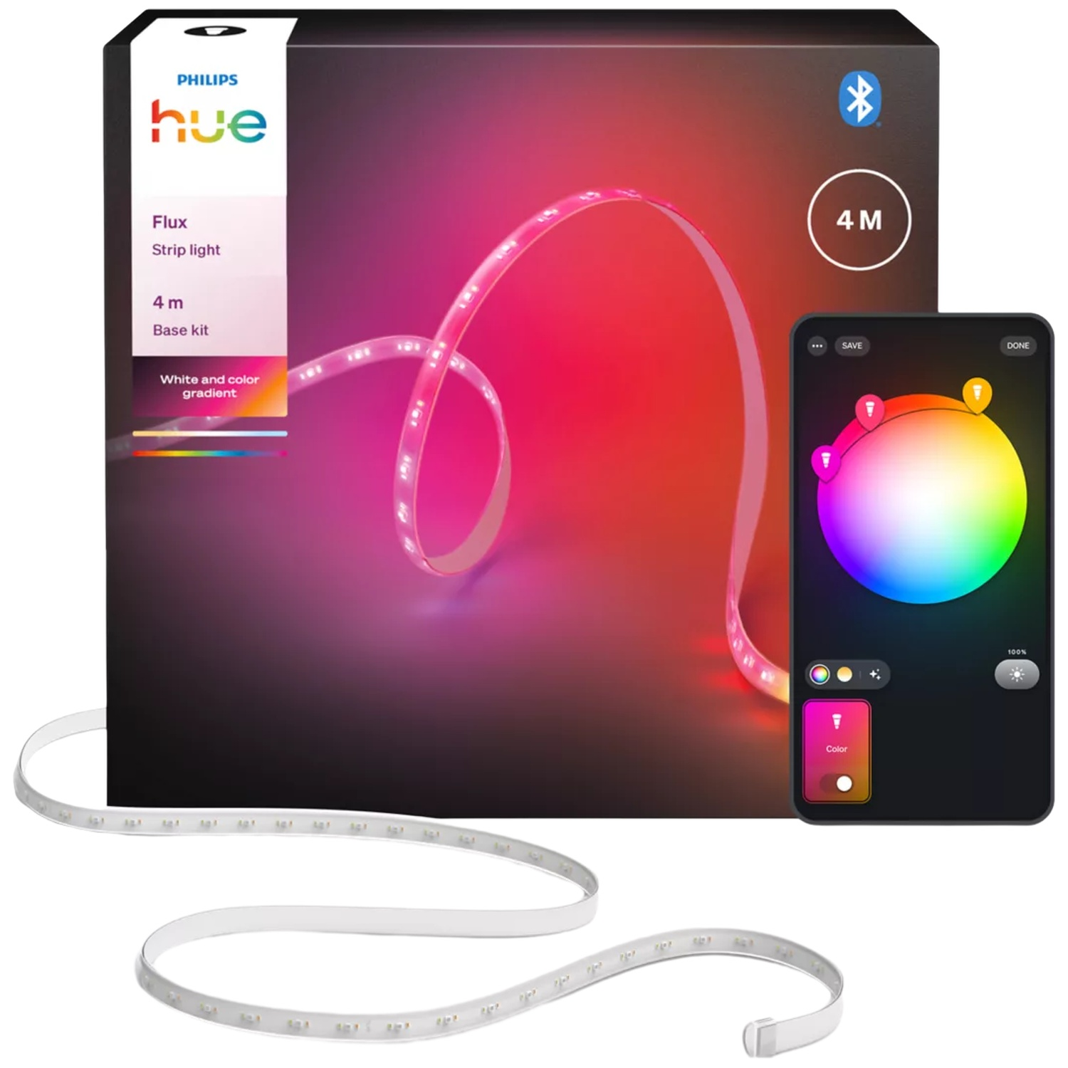 Bandeau lumineux Philips Hue 4m avec application et contrôle couleur.