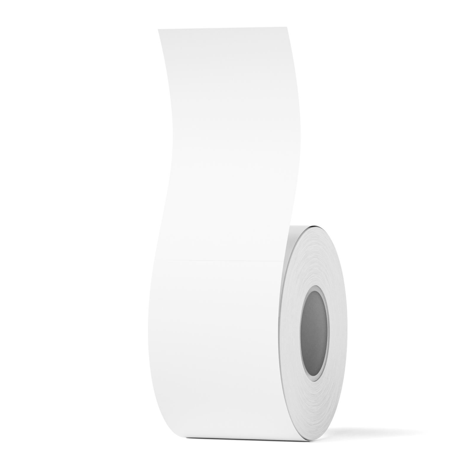 Eine Rolle weißes Papier wickelt sich auf einem weißen Hintergrund ab.