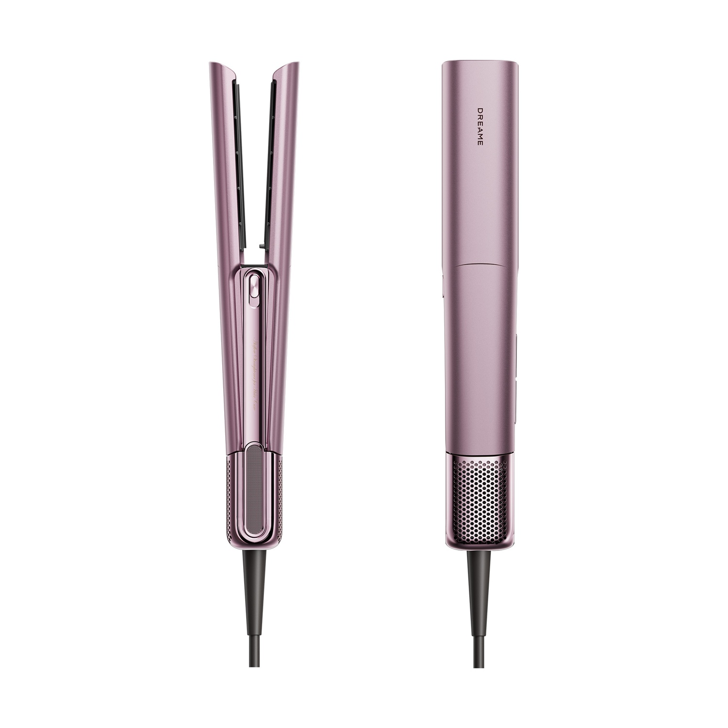 Due piastre per capelli oro rosa una accanto all'altra.