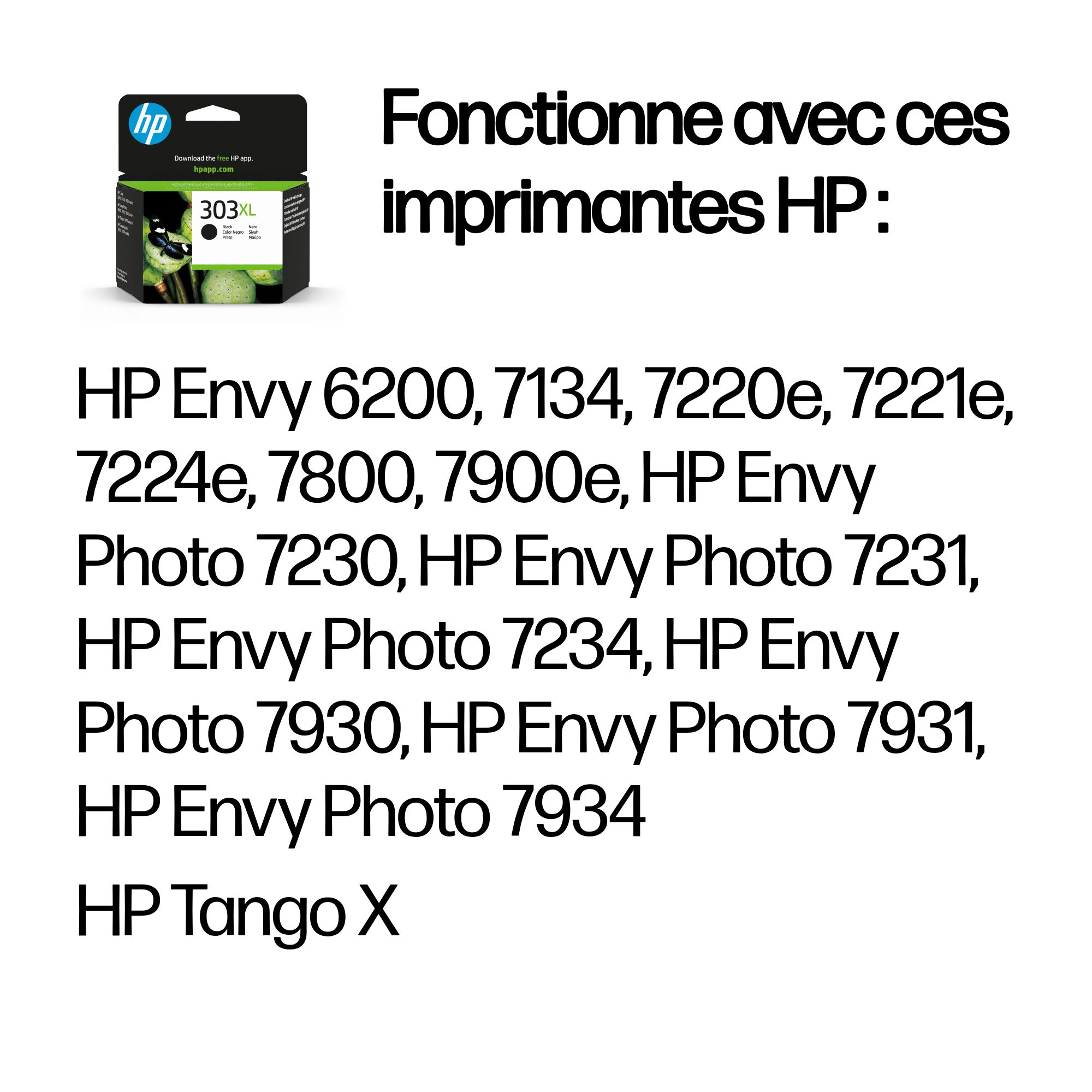 Cartouche d'encre HP 303XL et imprimantes compatibles HP Envy.
