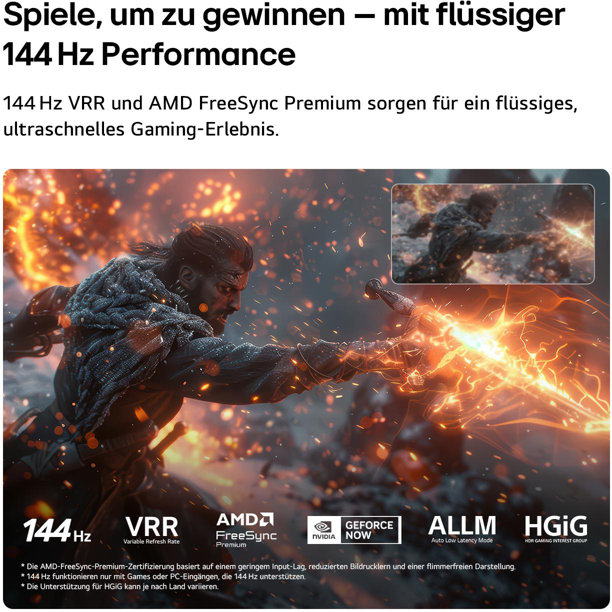 Ein Krieger mit Schwert und Rüstung, umgeben von Feuer und Funken.