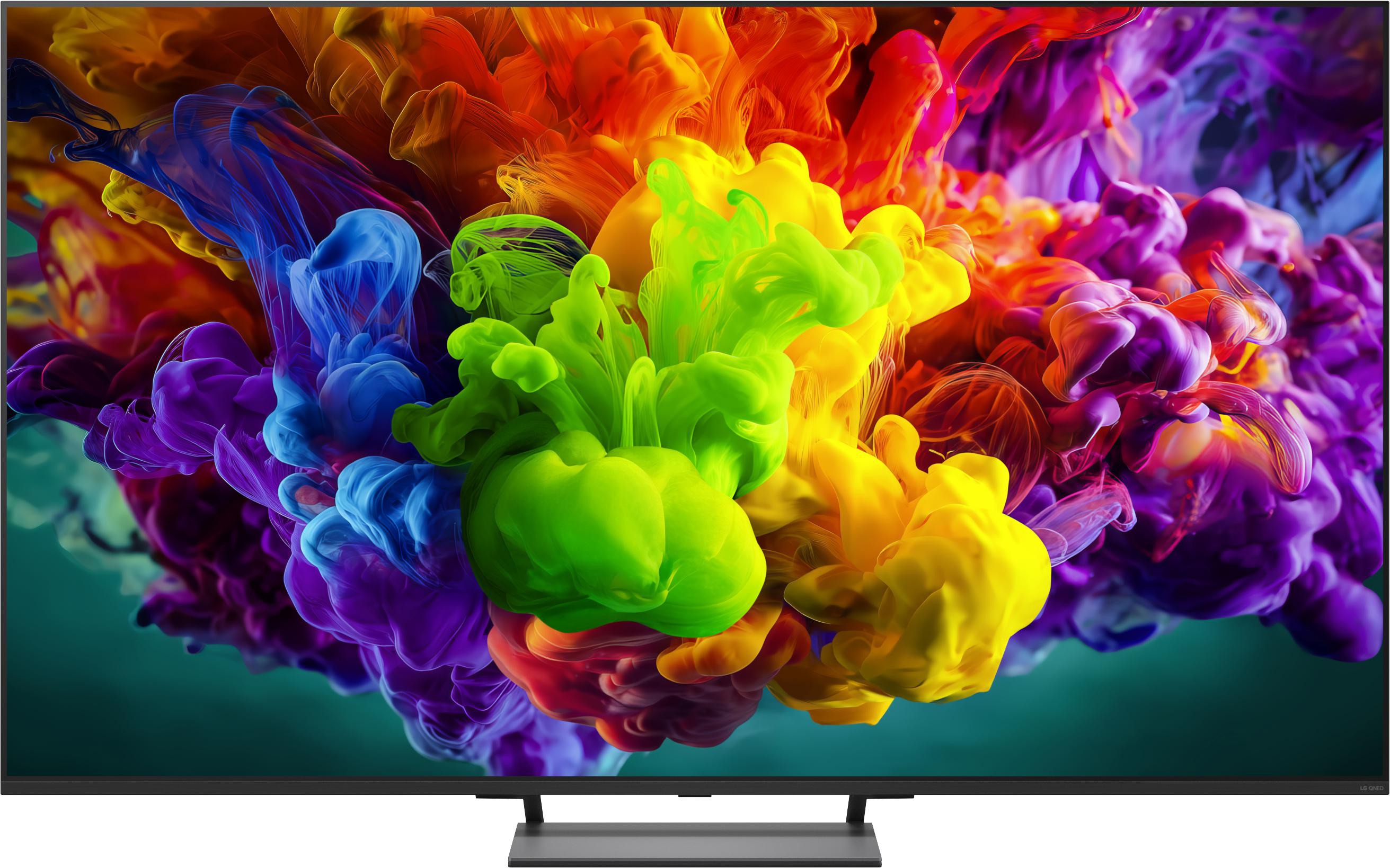 Bunte Rauchwolken explodieren in einem Fernsehbildschirm.