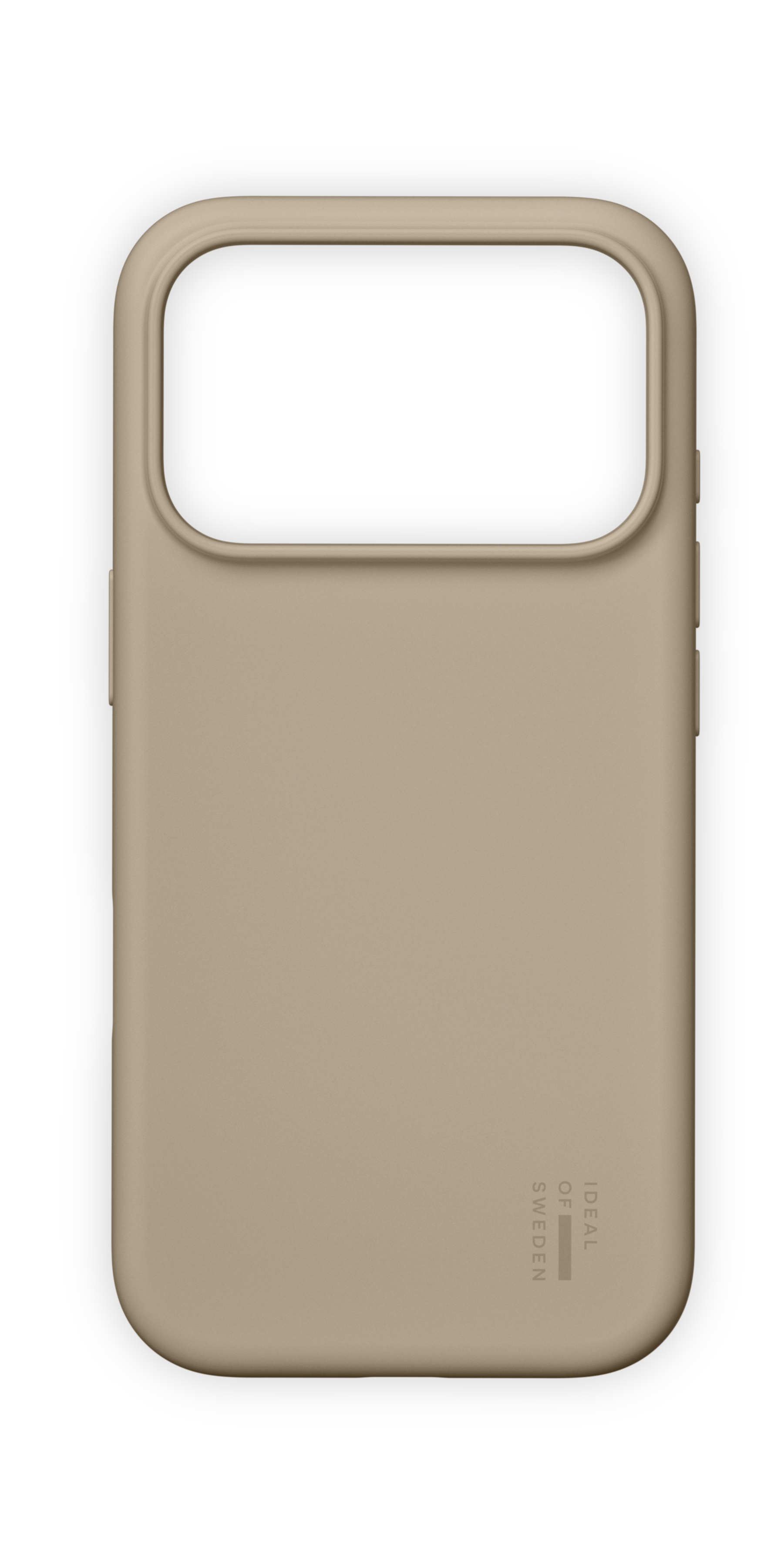 Eine schlichte, beige Handyhülle mit dem Logo 'IDEAL OF SWEDEN' auf der Rückseite.