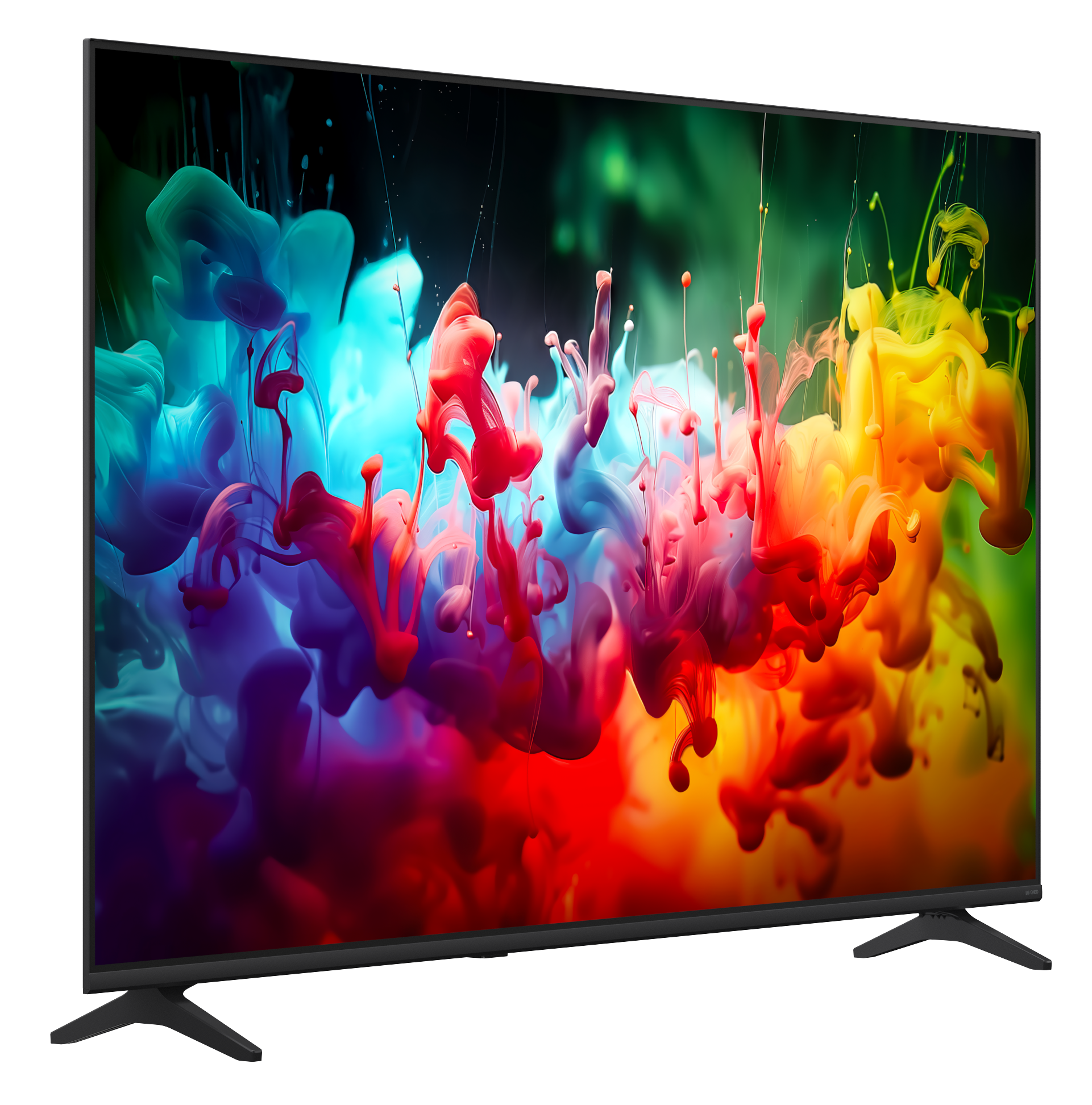 Nowoczesny telewizor z żywą eksplozją kolorów na ekranie.