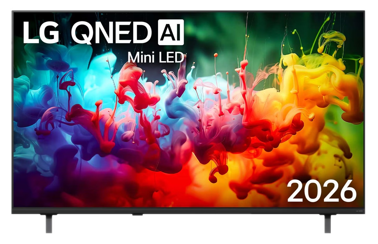 Telewizor LG QNED AI Mini LED z kolorowym efektem rozbryzgu tuszu i 2026.