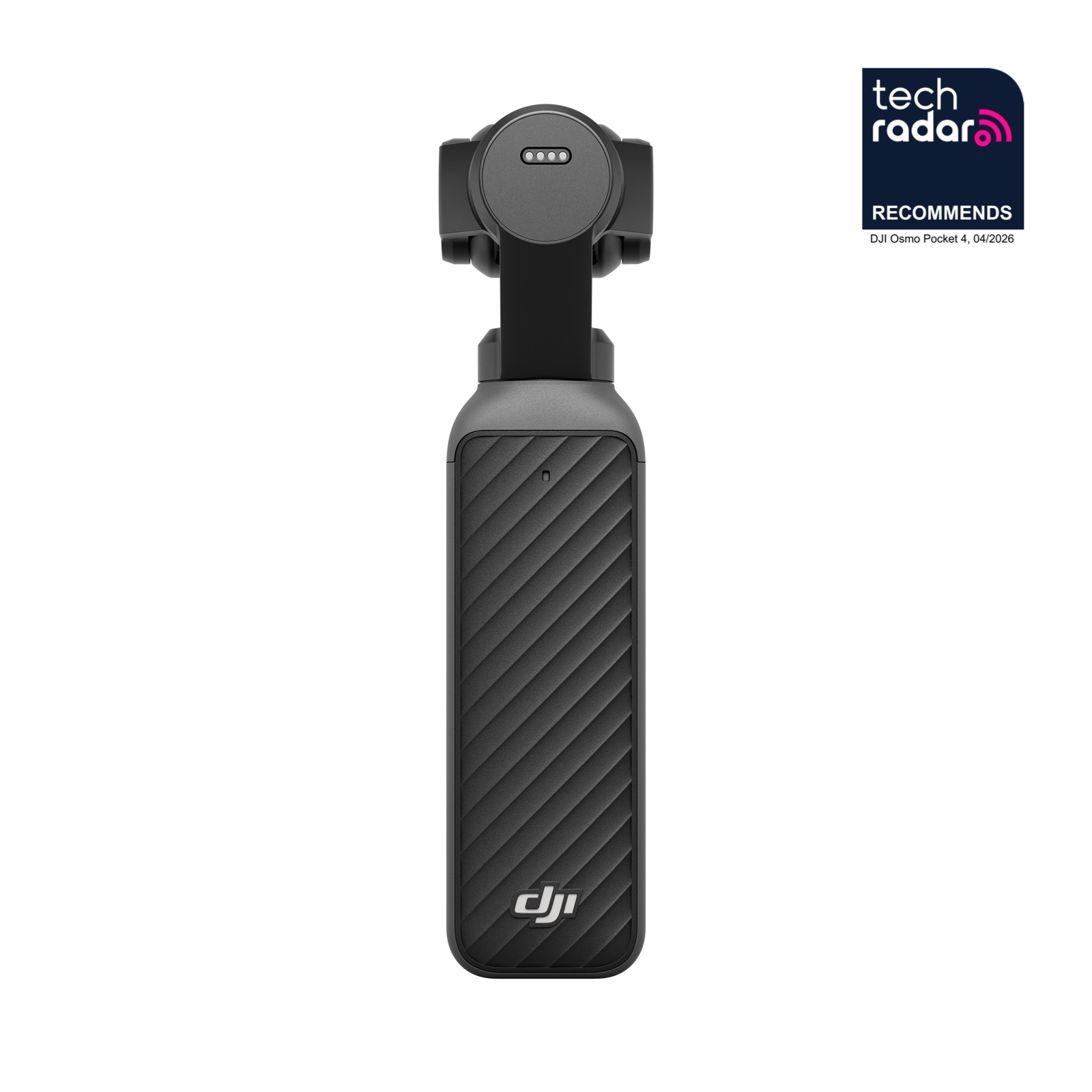 Czarny stabilizator gimbala z teksturowanym uchwytem i czterema wskaźnikami.