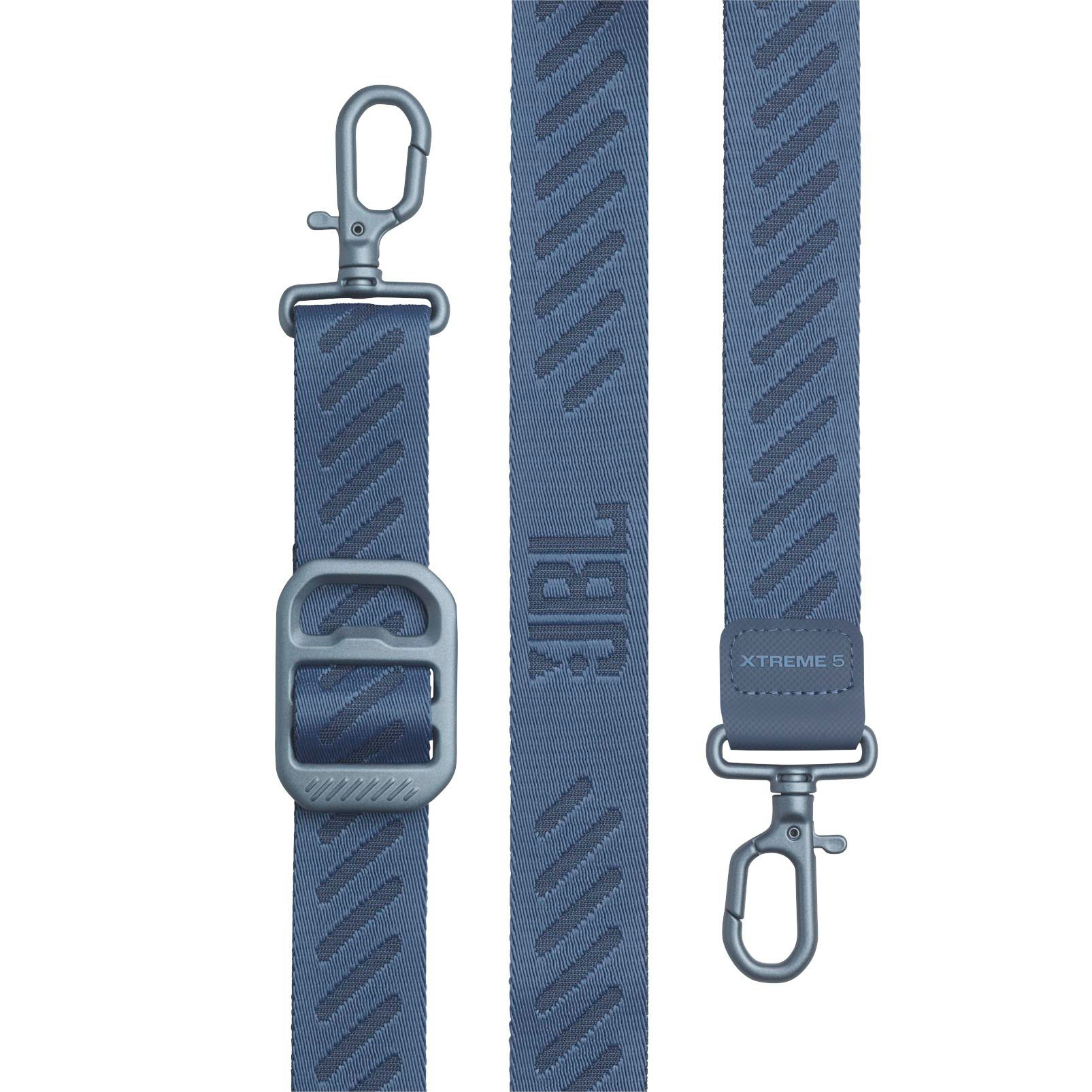 Blaues Gurtband mit grauen Beschlägen, JBL-Logo und XTREME 5.