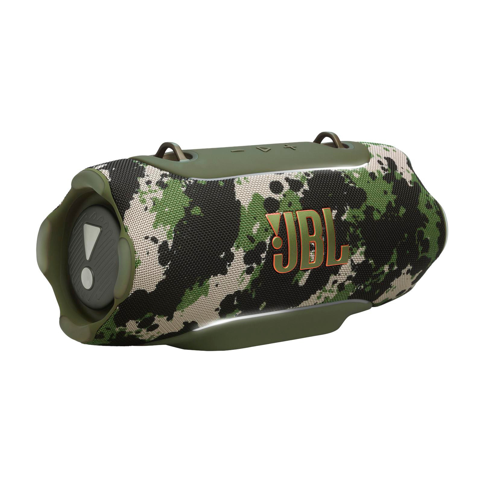 Tarnfarbene JBL-Box mit Haken und Lautsprecher