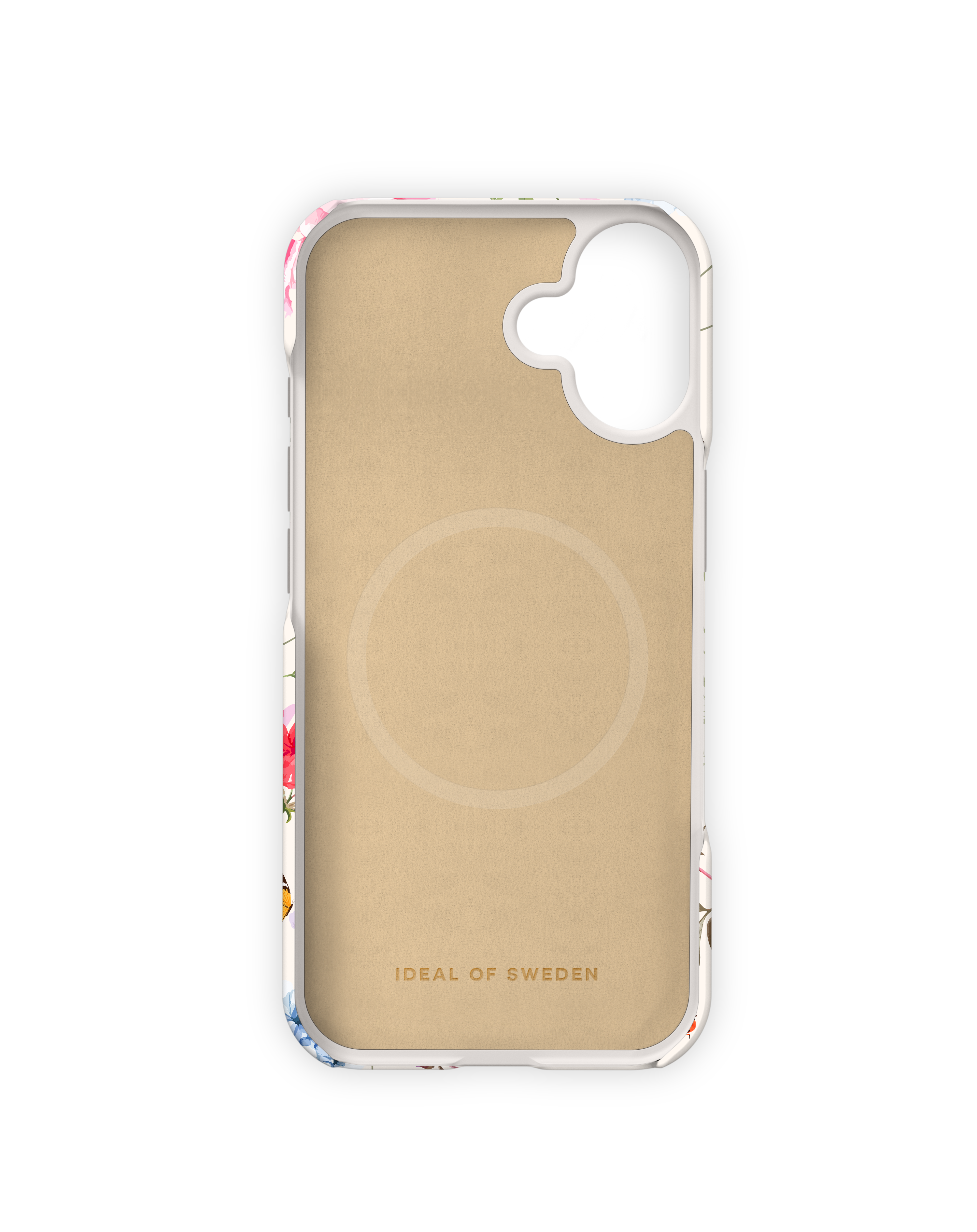 Virágmintás telefontok világosbarna belső béléssel.