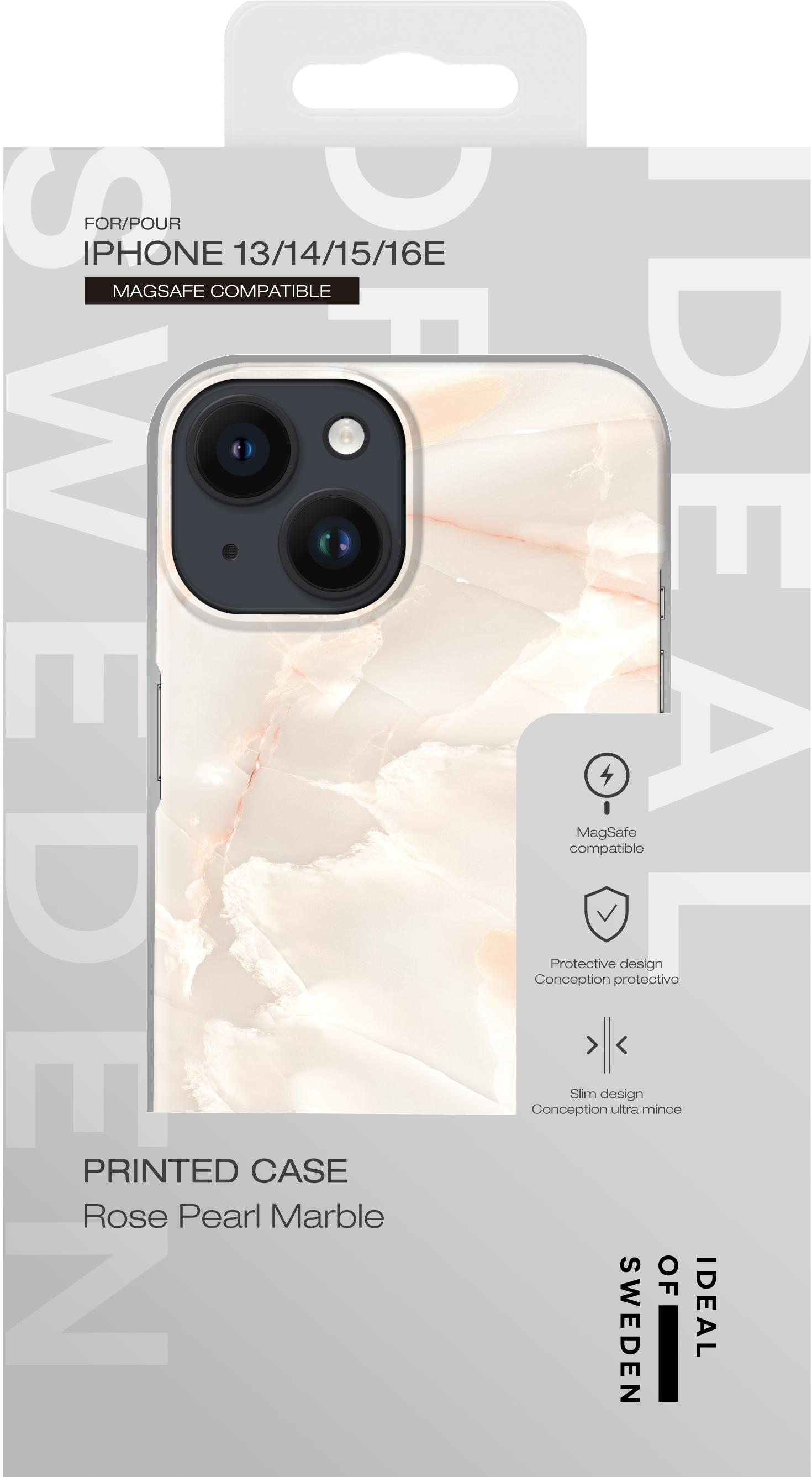 iPhone 13-16E tok Rose Pearl Marble mintával, MagSafe kompatibilis.