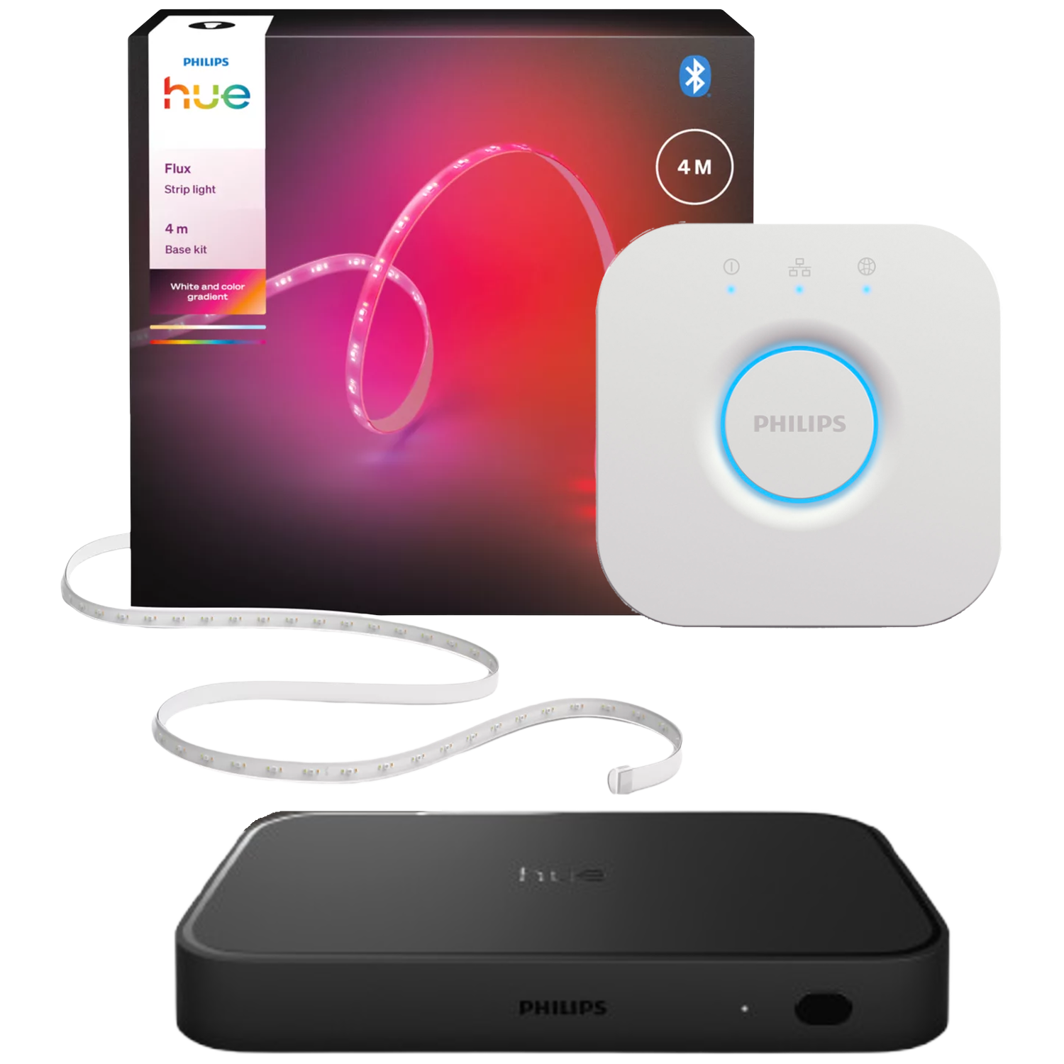 Philips Hue 1 Hdmi Sync Box Met Kabel + 1 philips Hue Flux Led Strip 4m Philips Bridge Smart Home Bundle