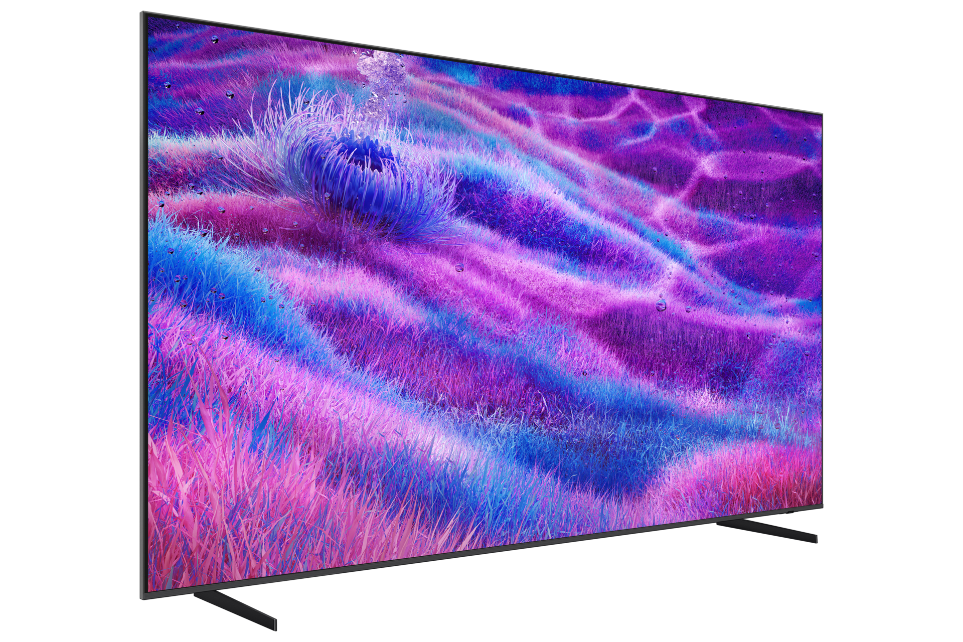 Nowoczesny telewizor z kolorowym ekranem podwodnym z roślinami i bąbelkami.