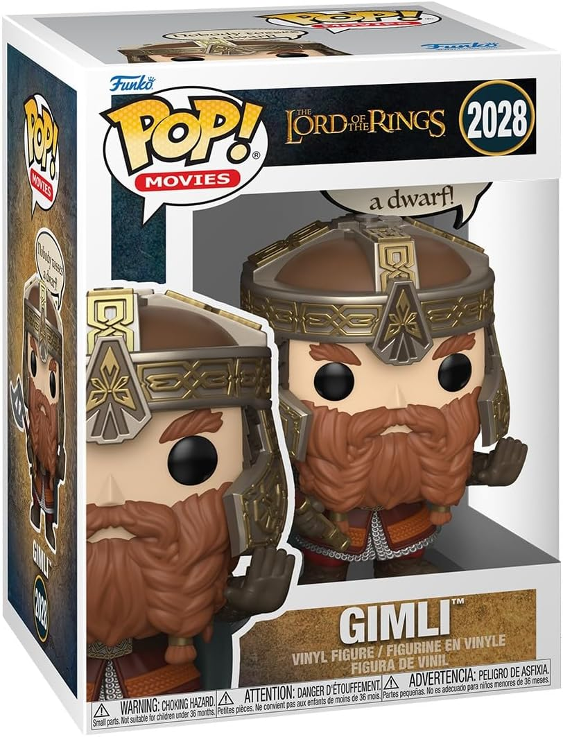 Figura Funko Pop! Gimli de El Señor de los Anillos, con barba y casco.