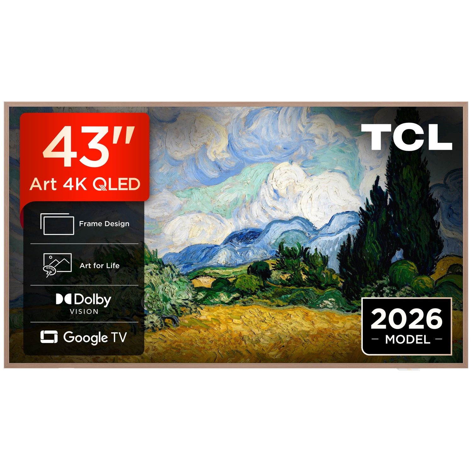 TV TCL 43" 4K QLED avec art Van Gogh, Dolby Vision, Google TV.