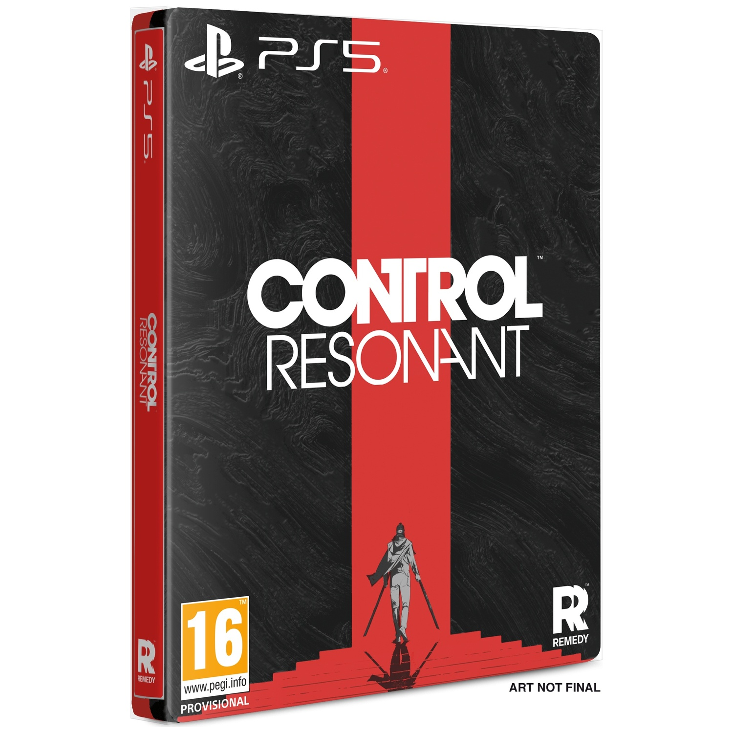Jeu PS5 "Control Resonant". Pochette rouge et noire avec personnage.