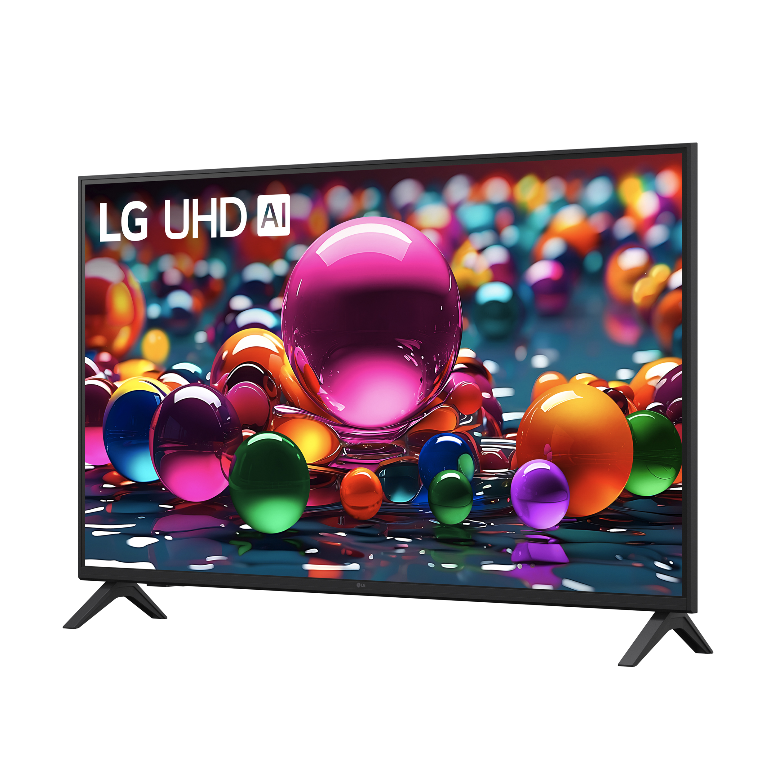 Telewizor LG UHD AI z kolorowym tłem kul.
