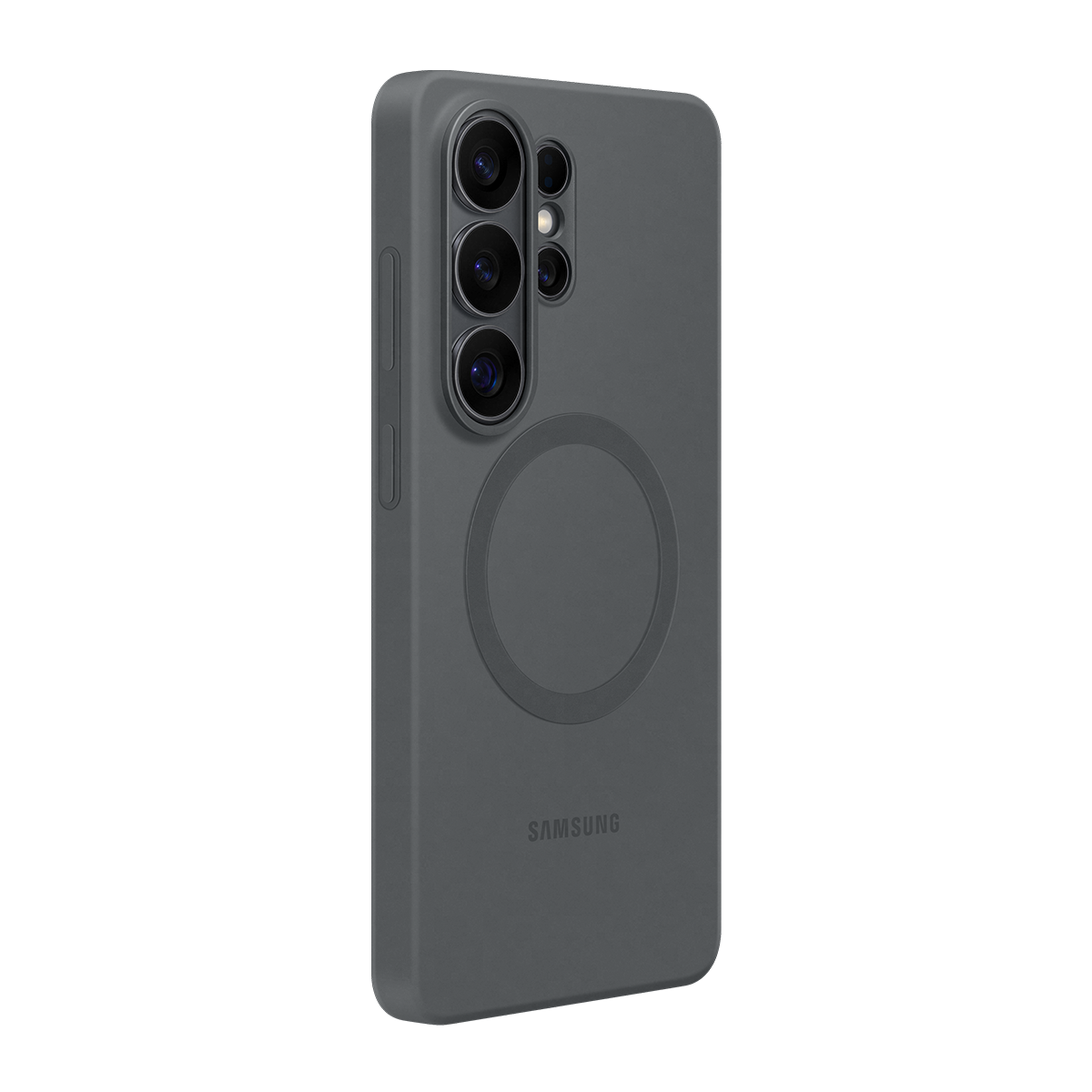 Graue Handyhülle mit Kameramodul und Samsung-Logo.