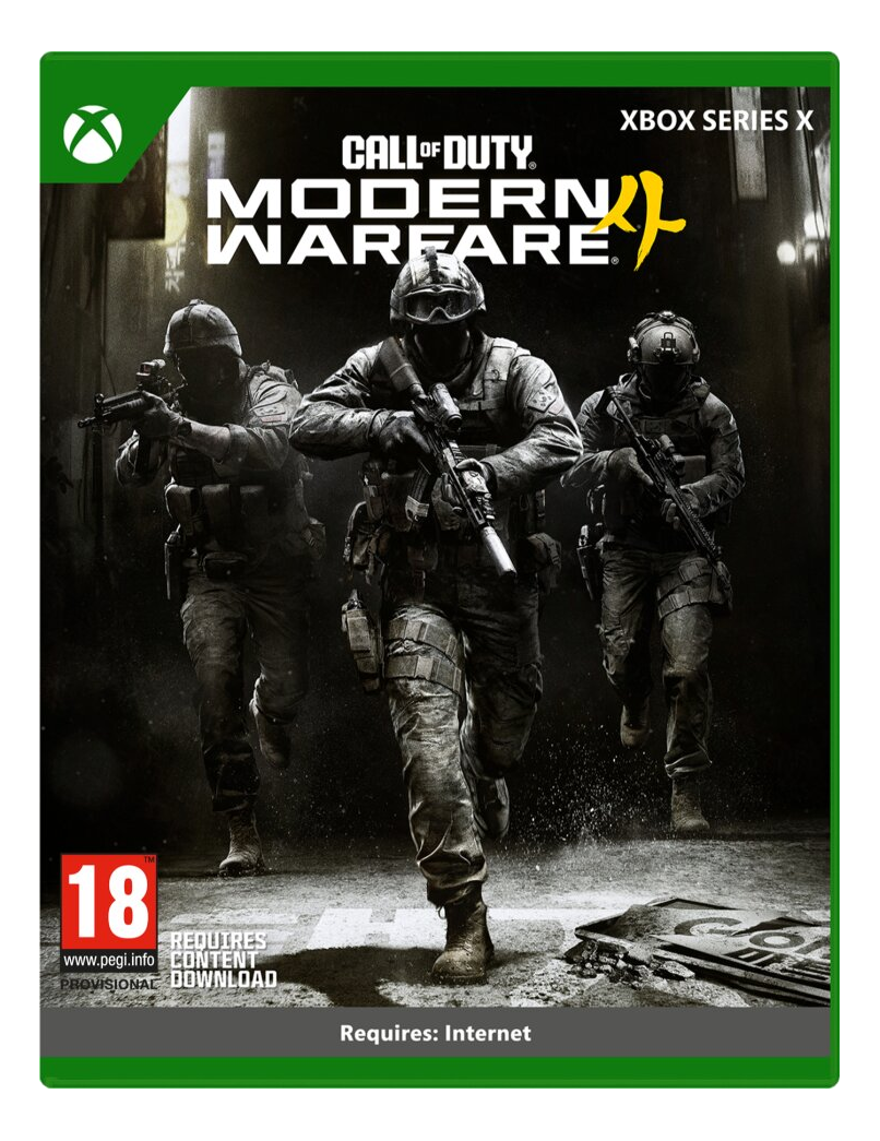 Trois soldats en tenue de combat courent vers l'avant. Call of Duty Modern Warfare.