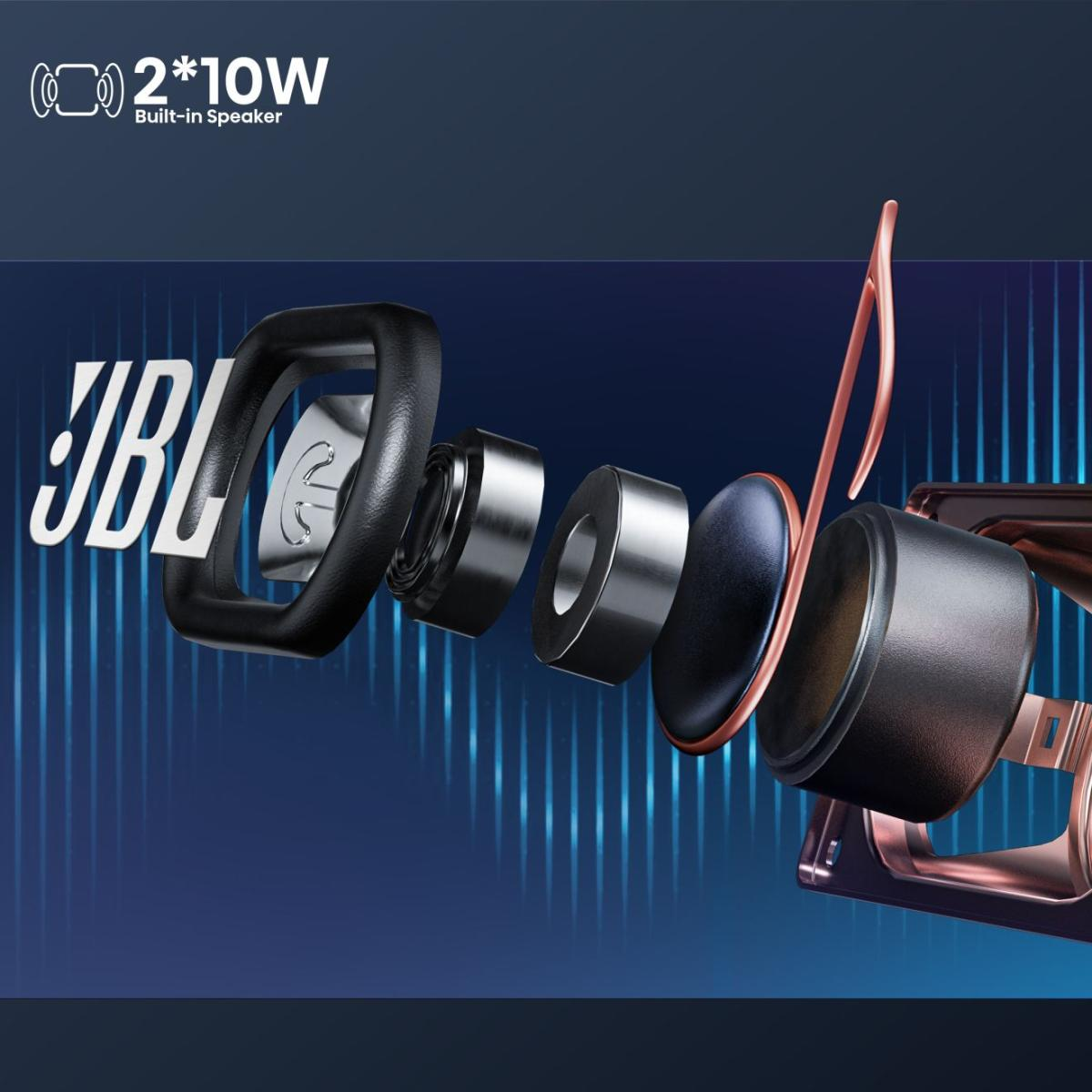 Widok eksplodujący głośnika JBL 2x10W.